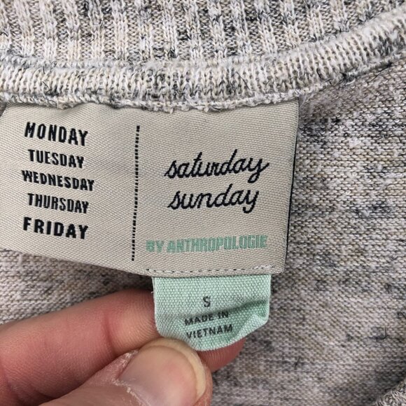 Saturday Sunday Anthropologie Sweater Womens Small Gray Pullover V Neck Lounge - Picture 5 of 9